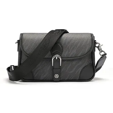 Ed Hardy Synthetic Leather With Cow Leather Messenger Bag, Shoulder Bag Trumpets Men's Black