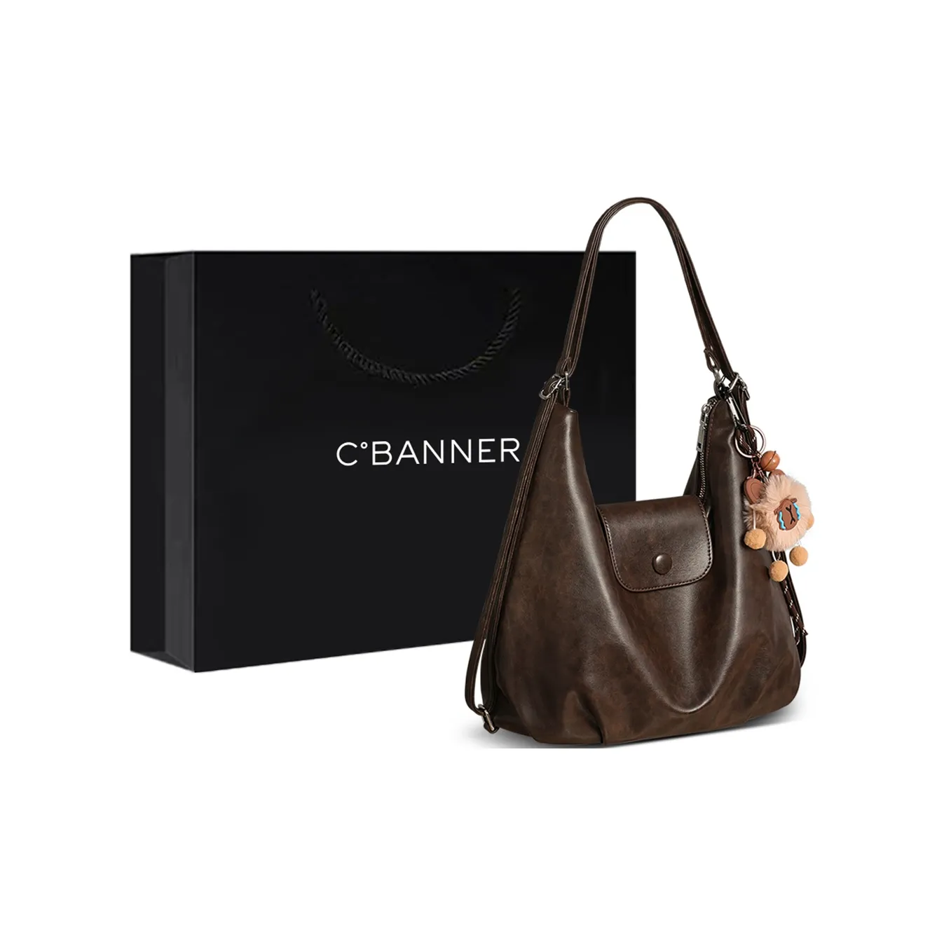 C°BANNER Синтетическая кожа Один плечо Сумка-тоут Стандартная Женская Кофейно-коричневый Черный
