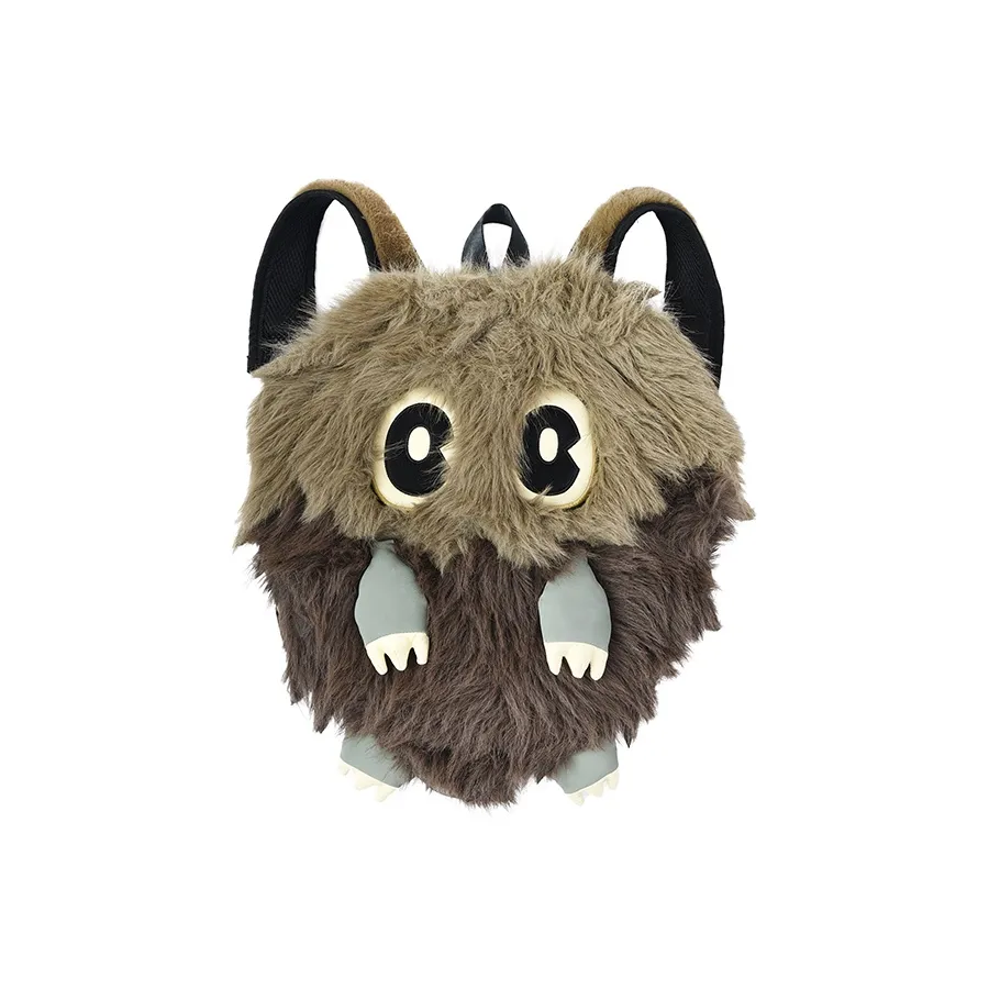 WHOOSIS Plush Backpack Medium Size Unisex Brown