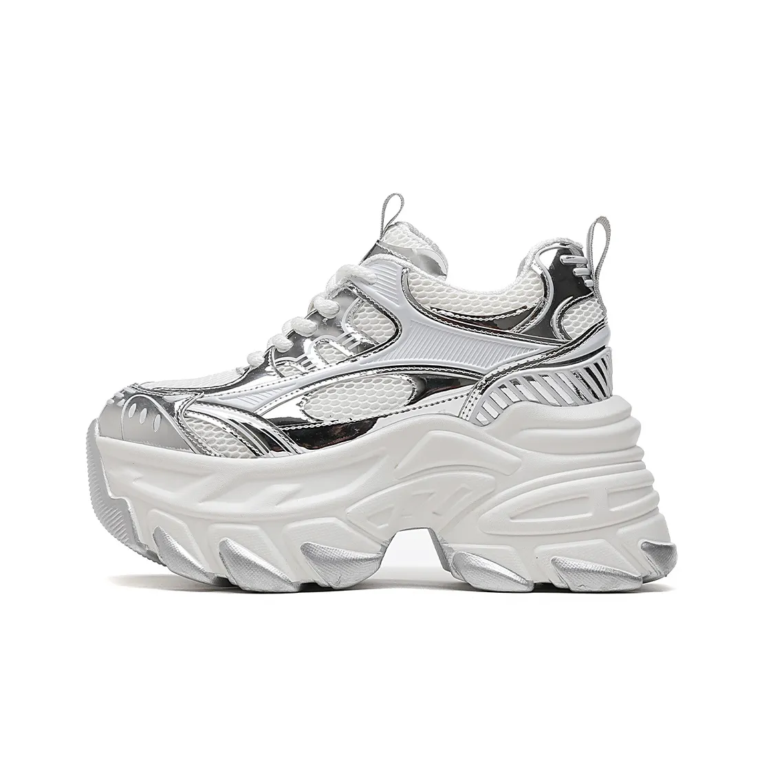 CARDANRO Small sized Sky Vegetables Chunky Sneakers Women's Low Top White/White Silver