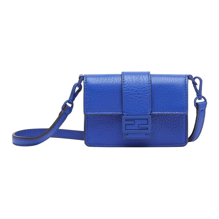FENDI Baguette Calfskin Baguette Bag, Clutch, Necklace, Pouch, Shoulder Bag, Crossbody Bag Mini Men's Blue