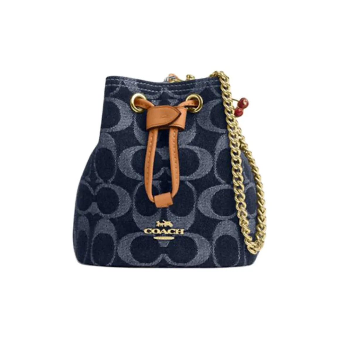 COACH Drawstring Fabric Handbag Shoulder Bag Mini Women's Blue