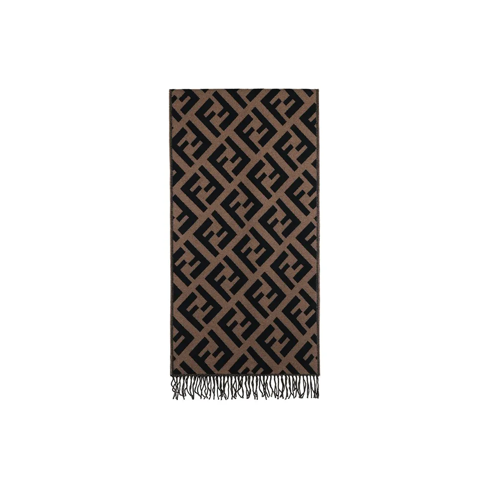 FENDI Jacquard Knit Ff Logo Scarf