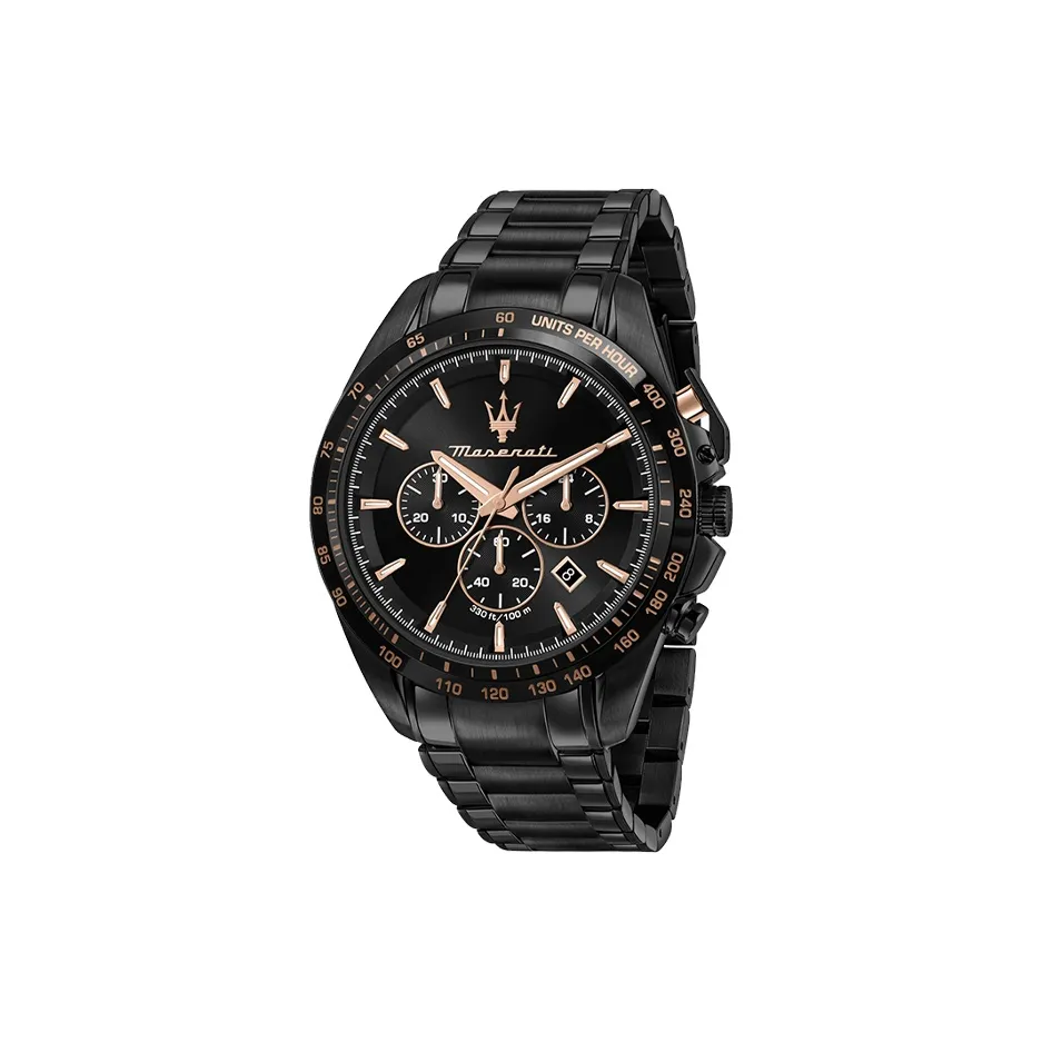 Maserati Мужские часы Кварцевый механизм Стальной ремешок 45 мм Черный циферблат