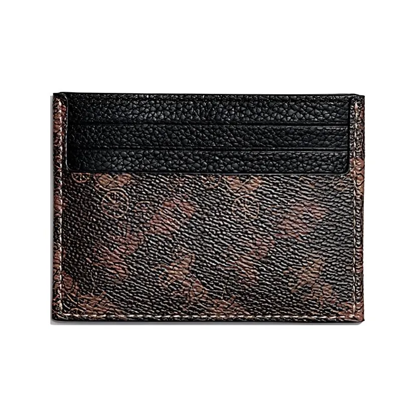 COACH Card Case Canvas Leather Storage Wallet Card Holder Men's Brown