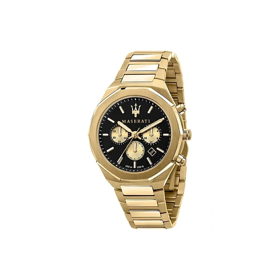 Maserati Мужские часы Кварцевый механизм Ремешок из нержавеющей стали Черный циферблат
