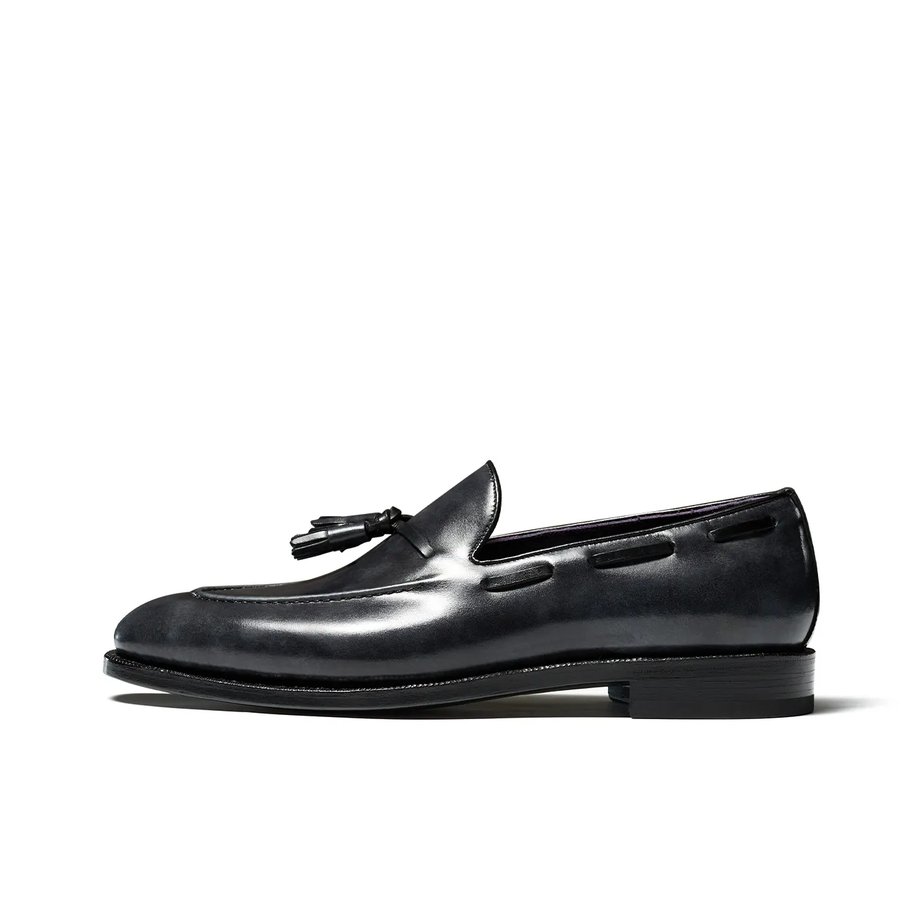 TRUFFAUT Fringe Slip on Leather Shoes Loafers 2.6CM Men's