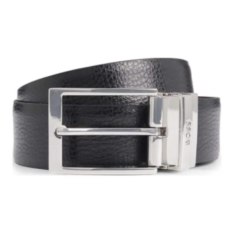 HUGO BOSS Fabric Leather Belts Men's Black 3.5cm