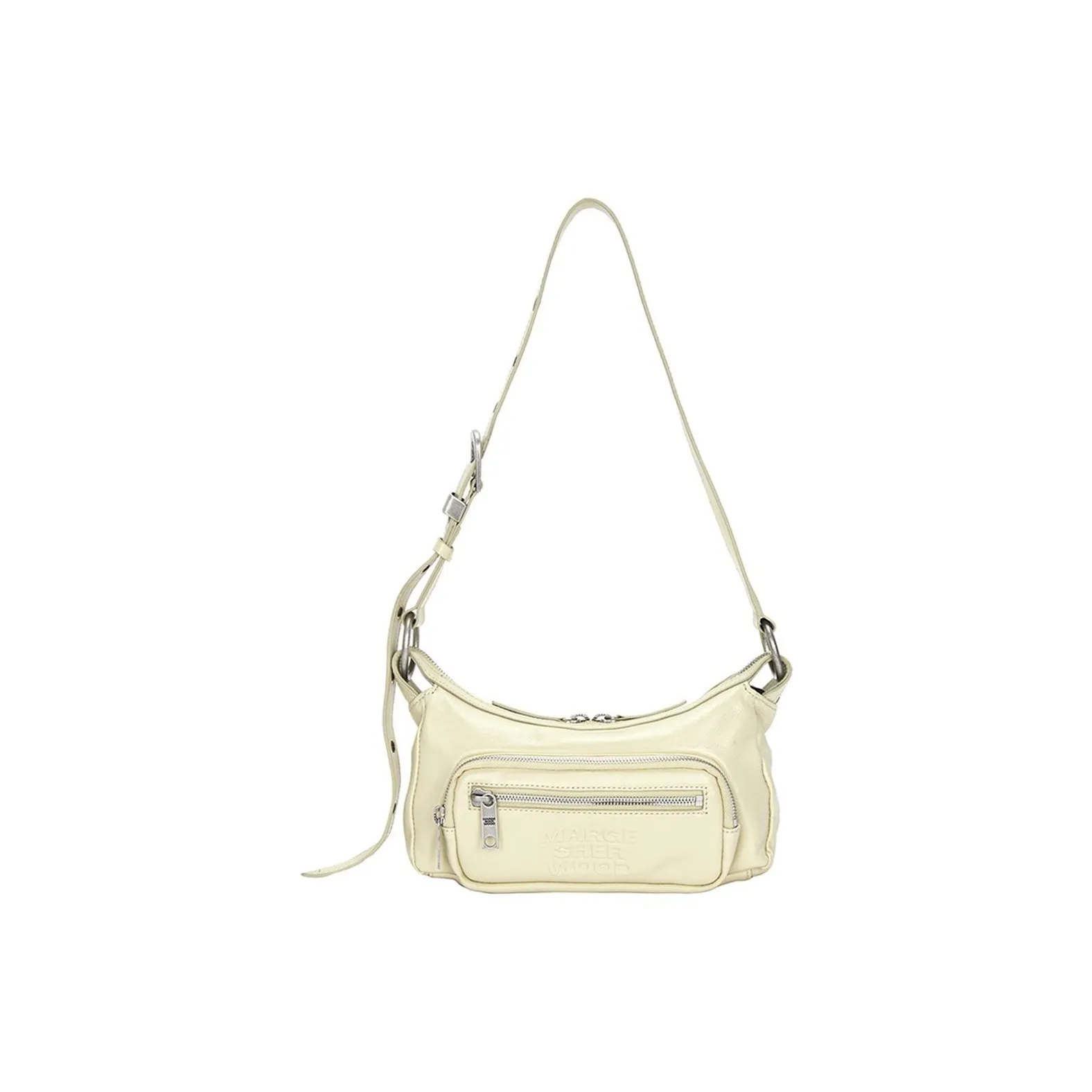 MARGE SHERWOOD Cow Leather Hobo Man Shoulder Bag Mini Women's Gold Wood Finish Matte