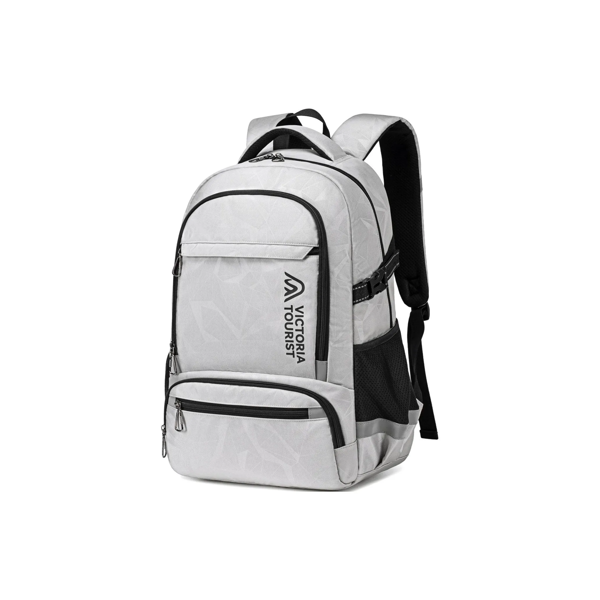 Victorian Traveler Fabric Double Shoulder Backpack Regular Unisex Silver Gray