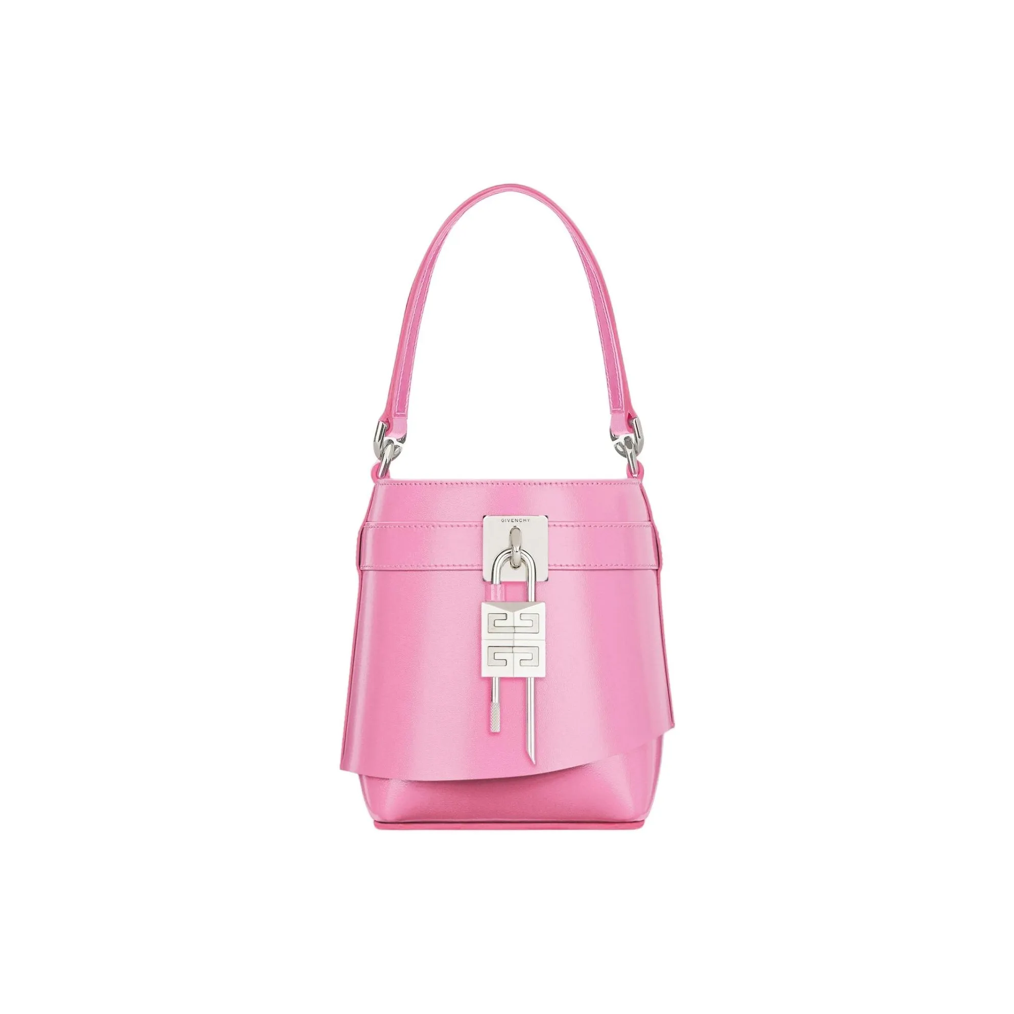 Givenchy Shark Lock Calfskin Bucket Bag, Shoulder Bag, Crossbody Bag, Handbag Micro Women's Lipstick Pink