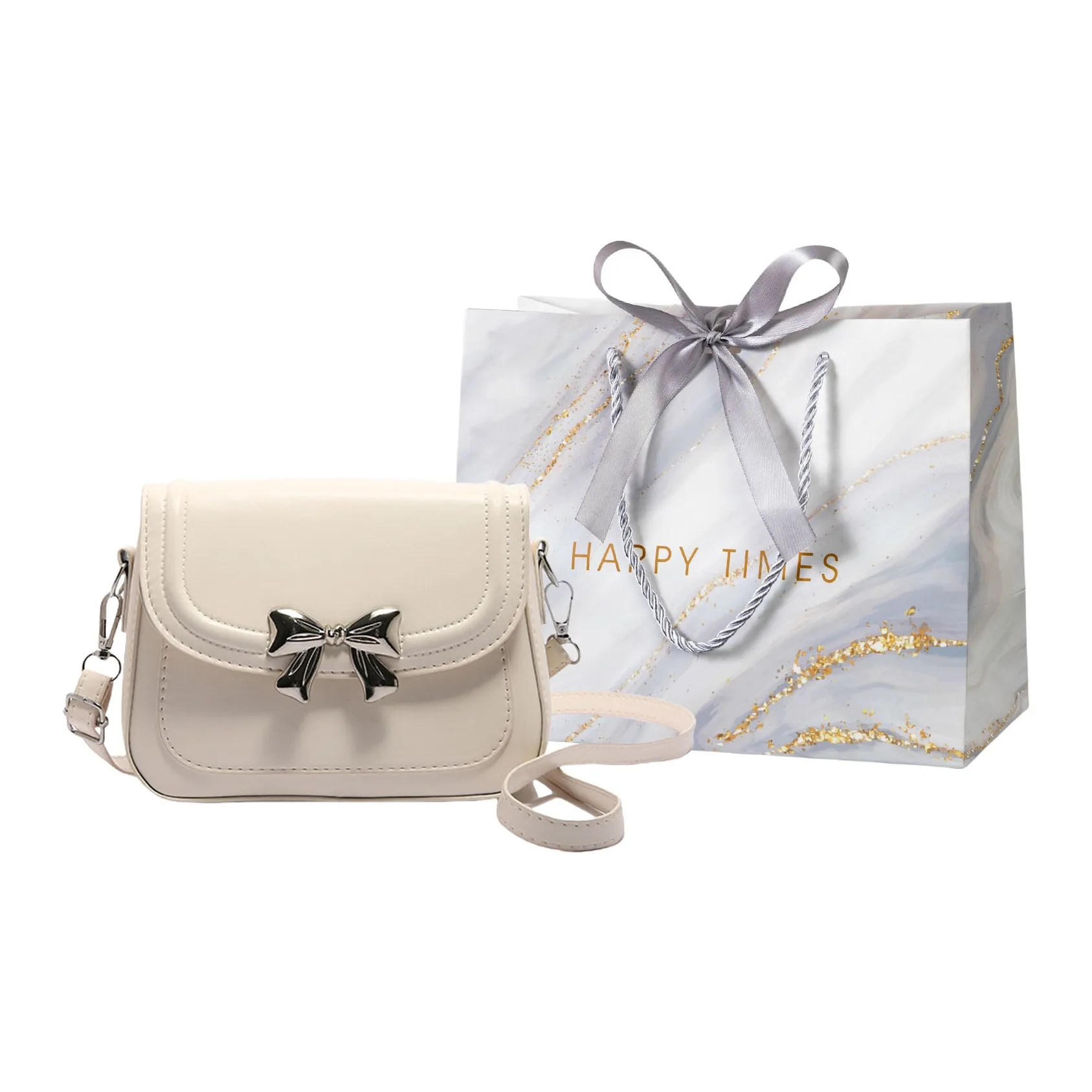 Miss Angel PU Shoulder Bag, Crossbody Bag Women's Beige/Silver/Black/Pink