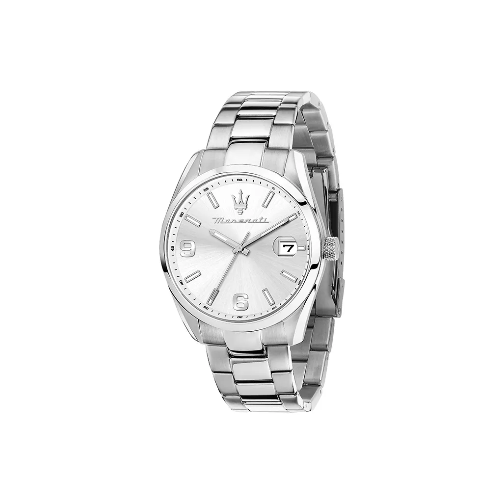 Maserati Мужские часы Кварцевый механизм Стальной ремешок 43 мм Черный циферблат