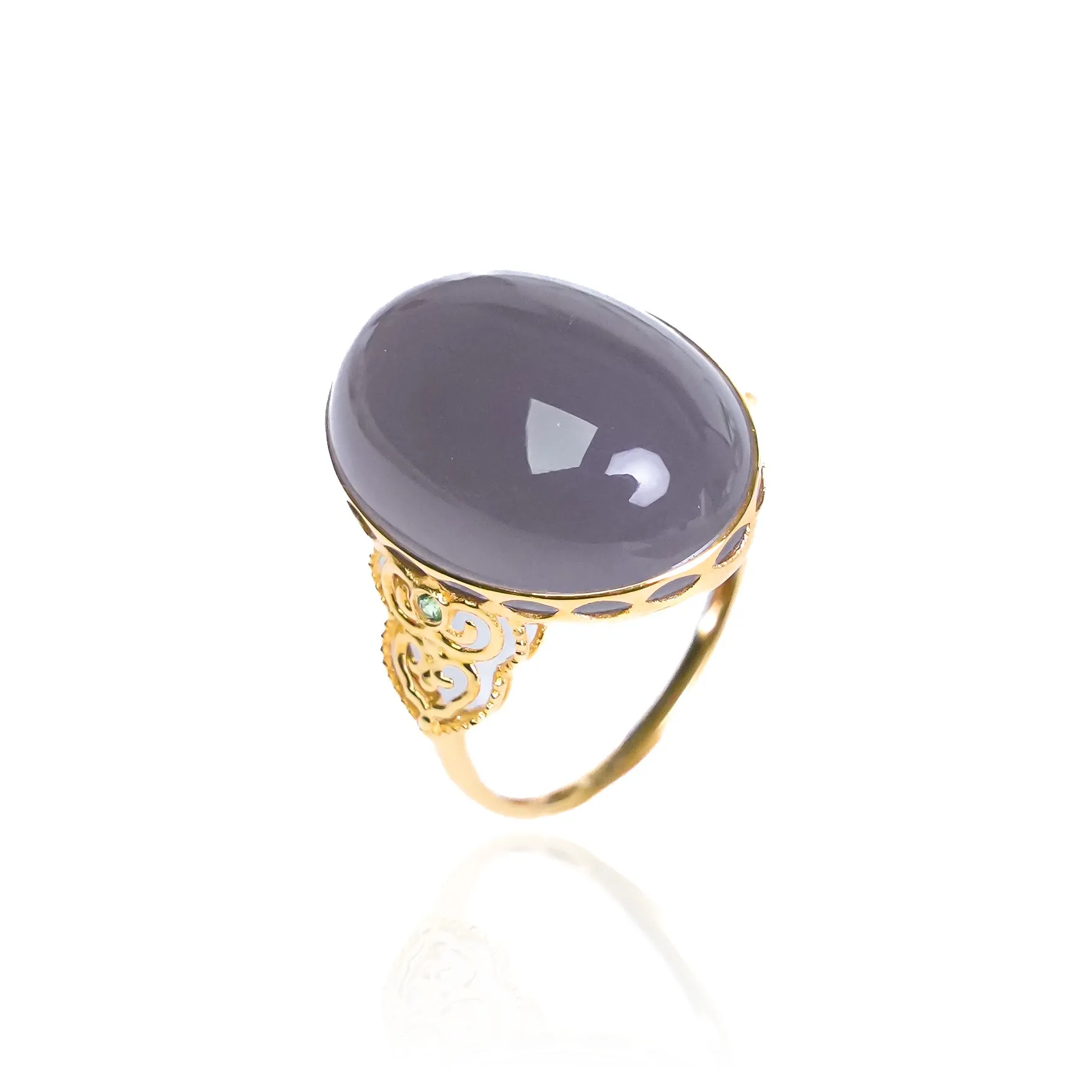 CUIYOUSHIJIA Hetian Jade Rings Smoky Purple Women's