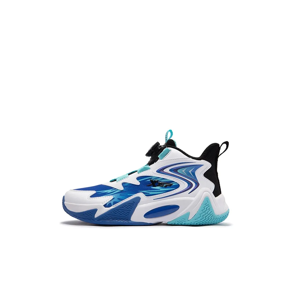 XTEP Детские баскетбольные кроссовки High Топ Черный Xtep белый Зимородковый синий Kids