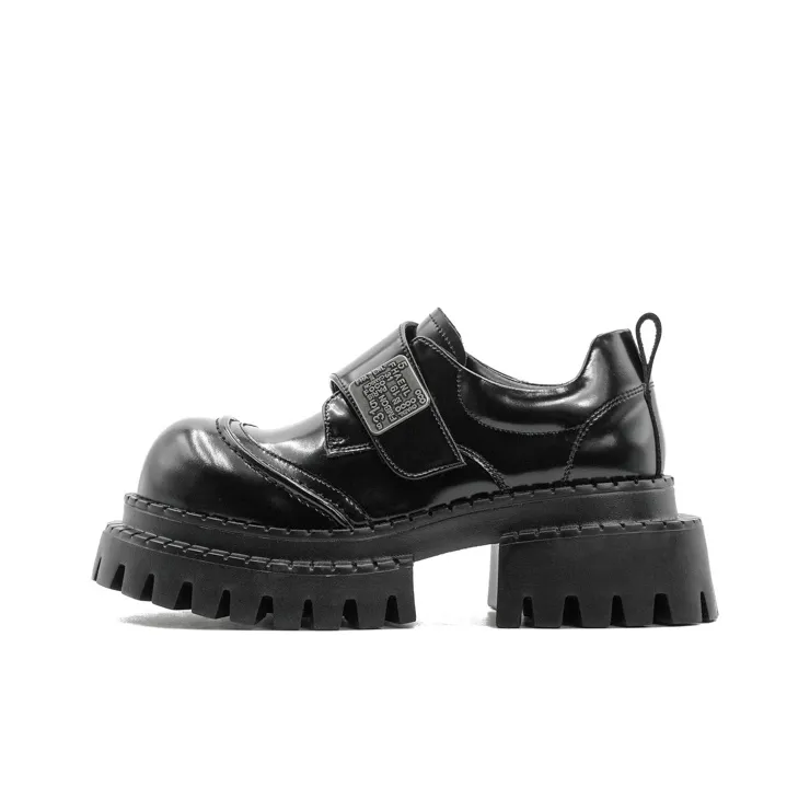 Little Sue _Argument Niche Design Hook-and-Loop Trendy Versatile Large-Head Derby Shoes Loafers Women's