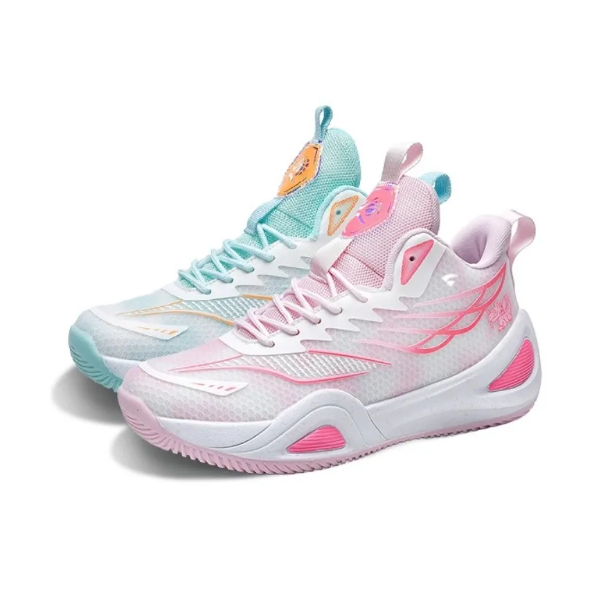 Vitro Cushioning, Slip Resistant, And Abrasion Resistant Low Top Basketball Shoes Unisex Pink Blue