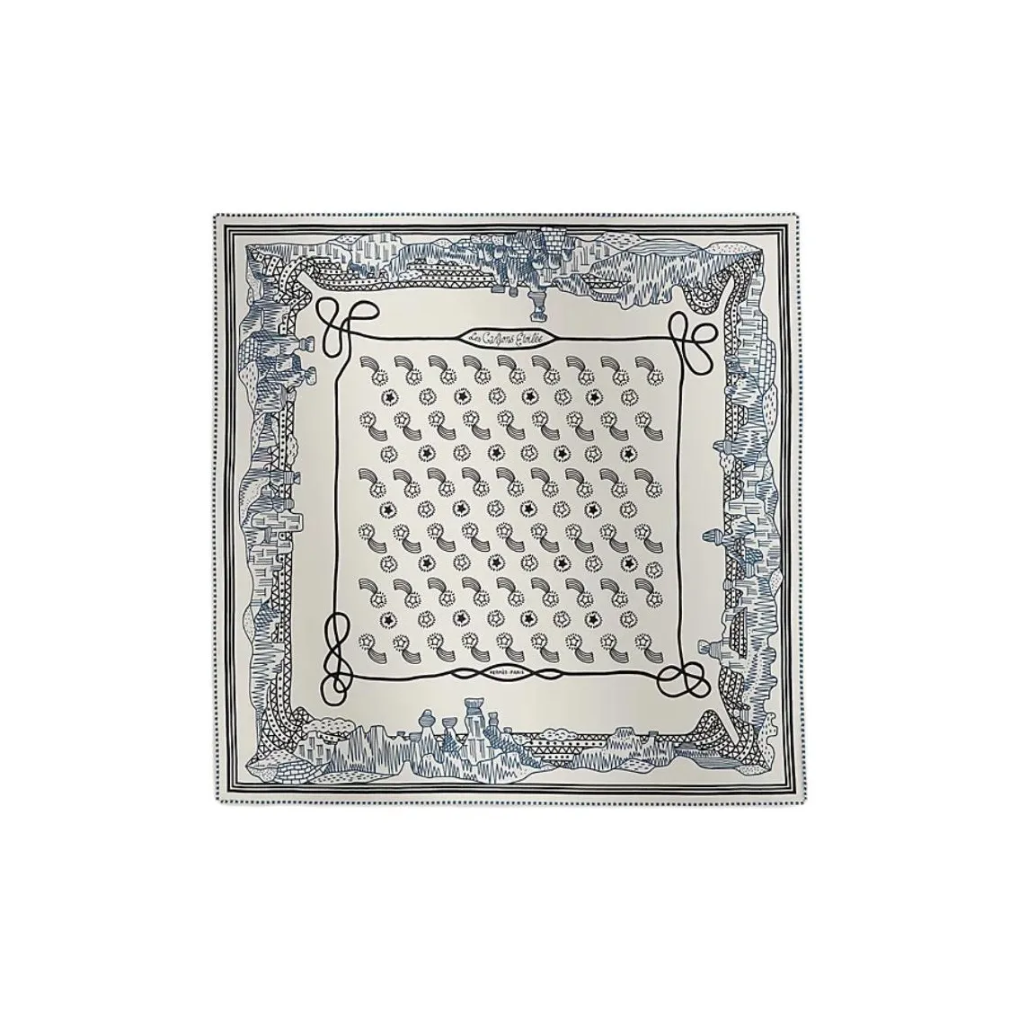 HERMES Шелковые шарфы из шелка Mulberry женские синие