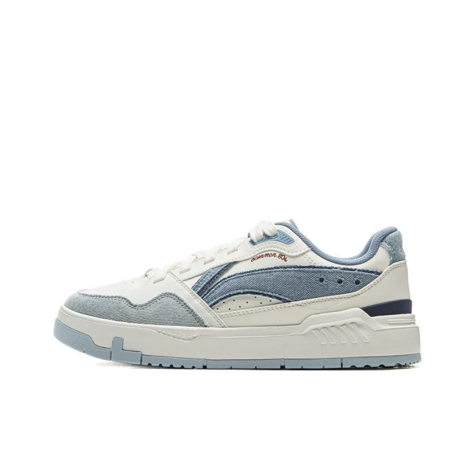 LiNing Common 80s Anti Slip And Wear Resistant Coverage Low Top Skateboard Shoes Women's White Blue