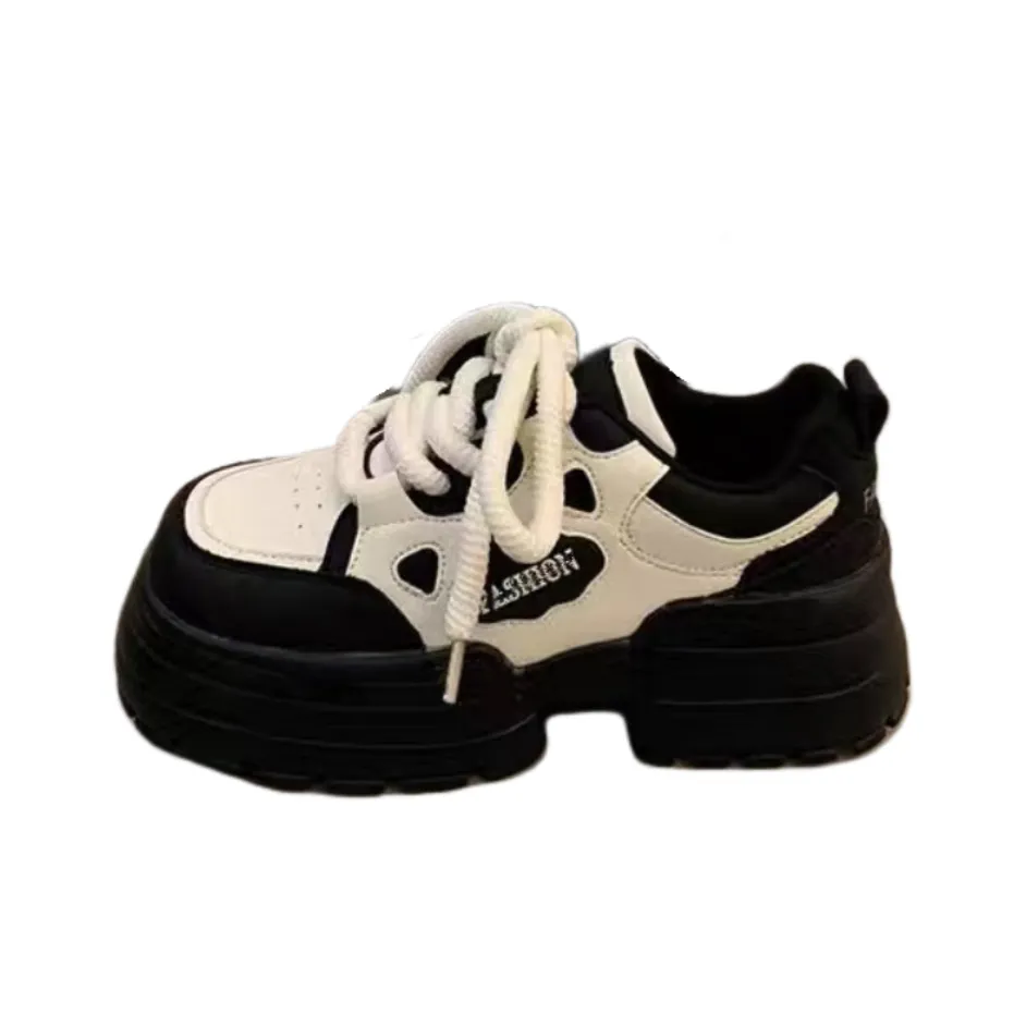 PARK DANCE визуально увеличивает рост Низкий топ Толстая подошва Кроссовки Женские Черные