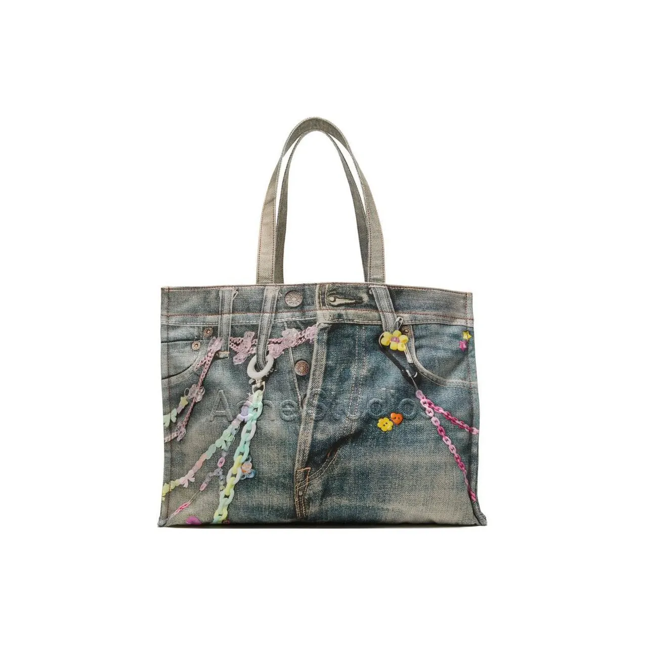 Acne Studios Denim print Tote Bag