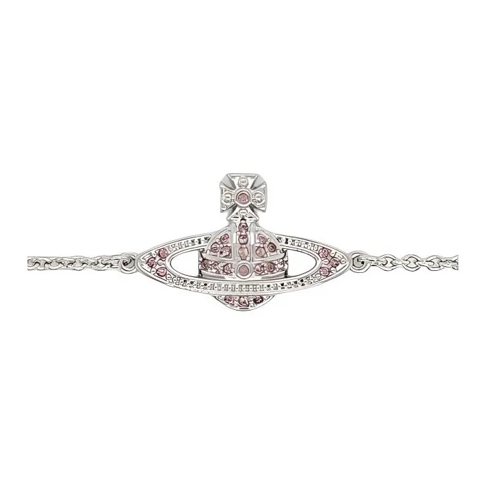 Vivienne Westwood Brass Saturn Styling Bracelet Unisex Silver/Purple Pink Diamond