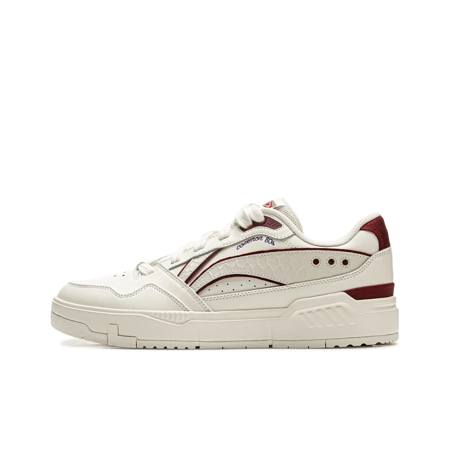 LiNing Common 80s Anti Slip And Wear Resistant Height Increasing Low Top Skateboard Shoes Men's White Red