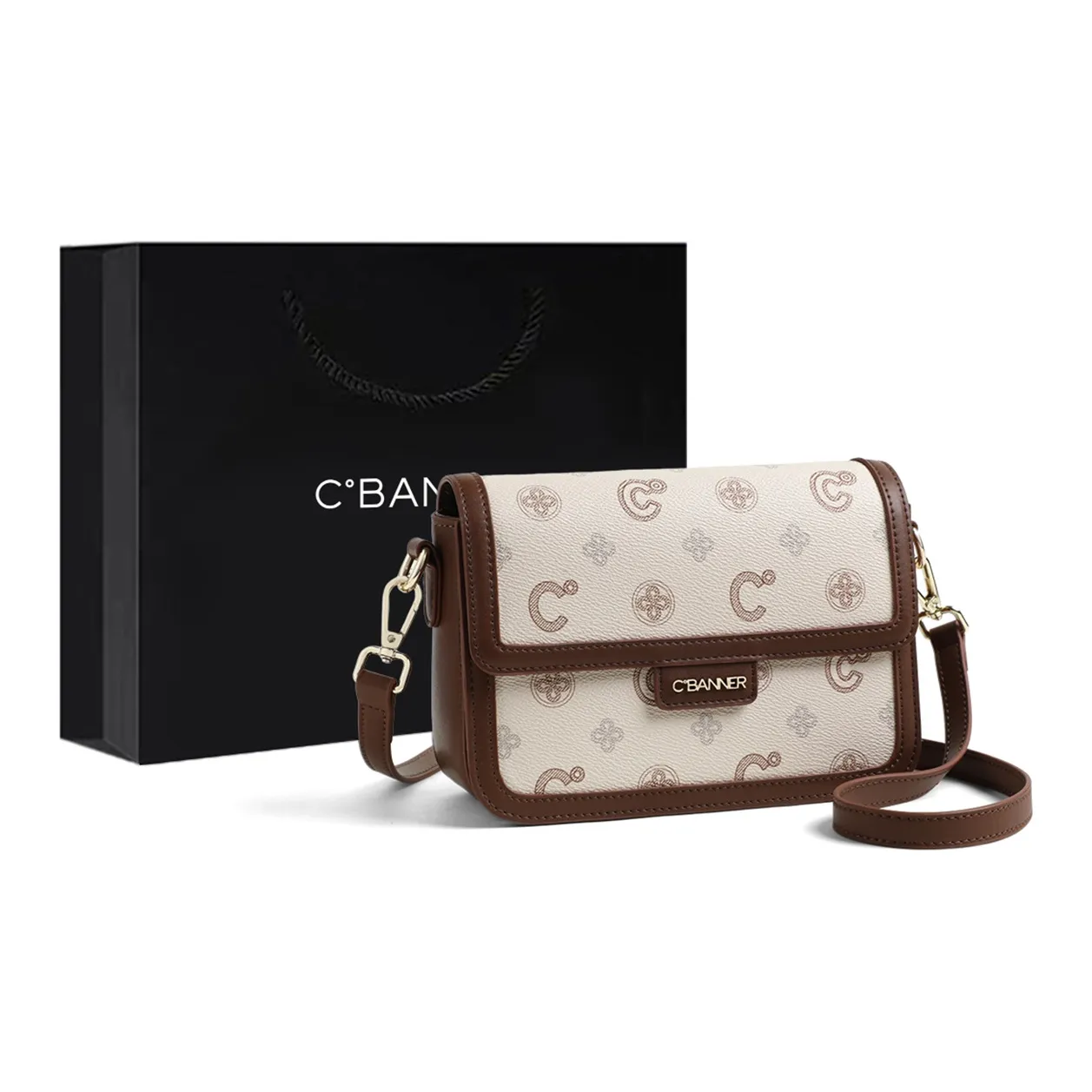 C°BANNER Synthetic Leather Tote Shoulder Bag, Crossbody Bag Regular Women's Ecru