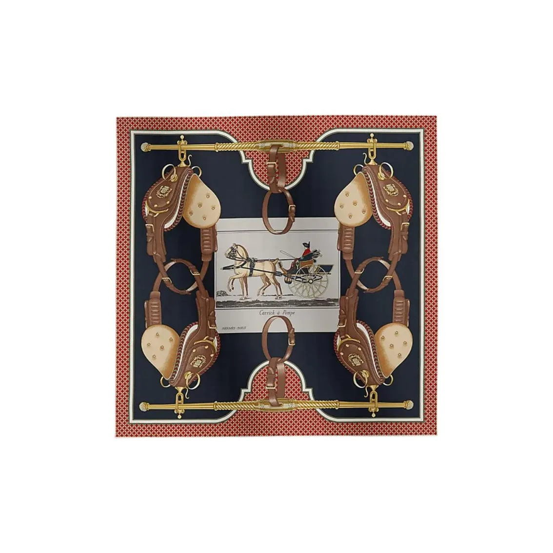 HERMES Шарфы из шелка Тутовый женские морской синий красный