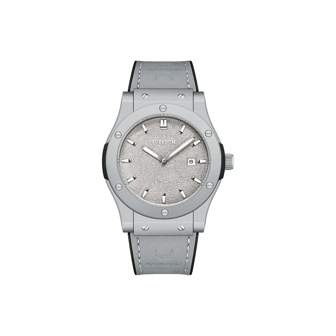 ROERDUM Adventurer Collection Desert Gray Mechanical Movement Genuine Leather Strap Watch Men's Watches Silver Dial