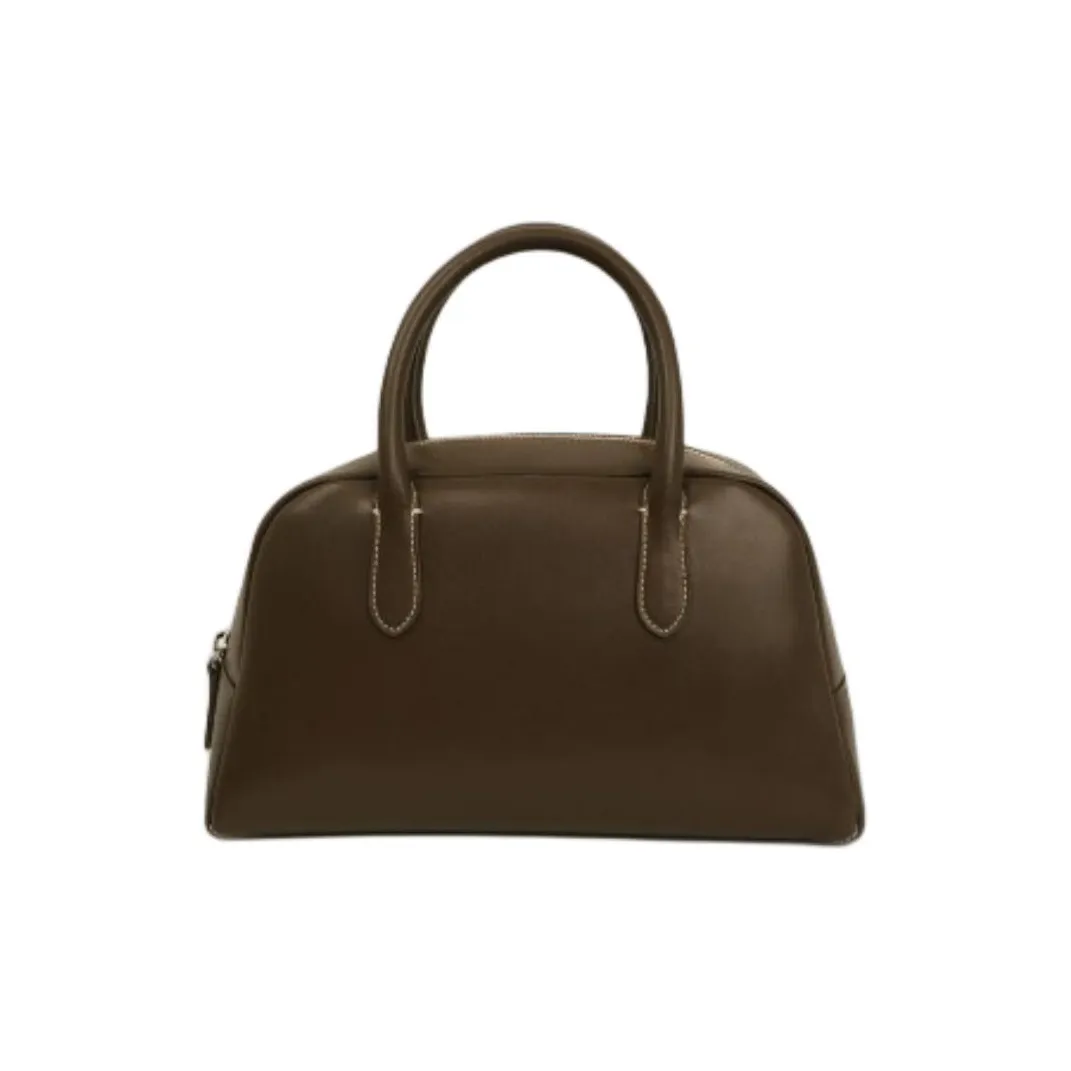 NOTHING WRITTEN Cow Leather Golf Bag, Boston Bag, Handbag Mini Women's Brown