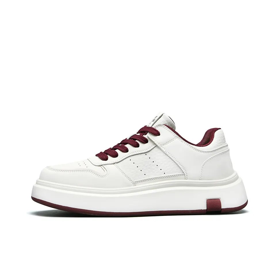 AOKANG Air Force One Series Skateboard Shoes Men's Low Top White Red, White Brown