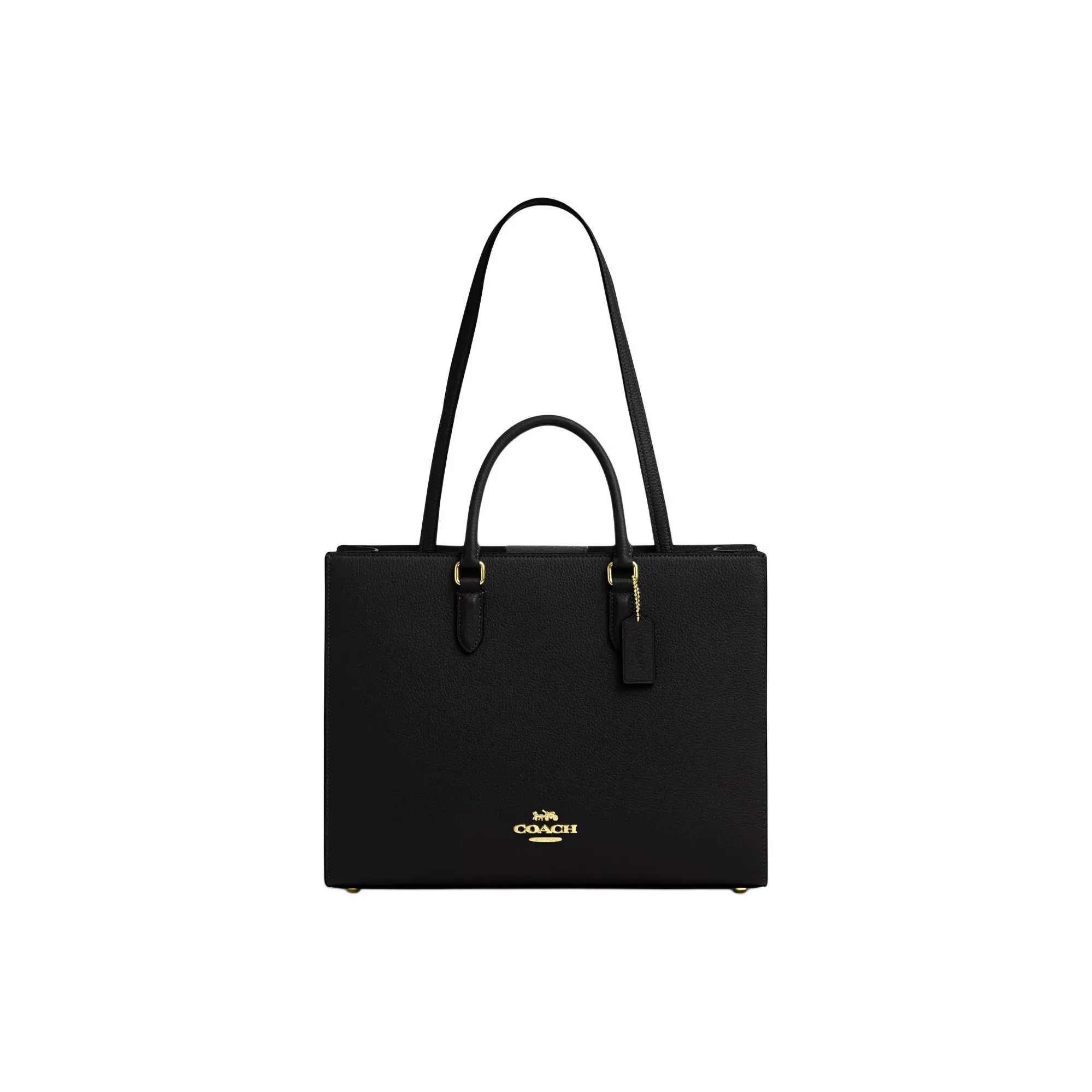 COACH Maggie Leather Tote Bag, Shopping Bag, Shoulder Bag, Handbag Tubas Unisex Black