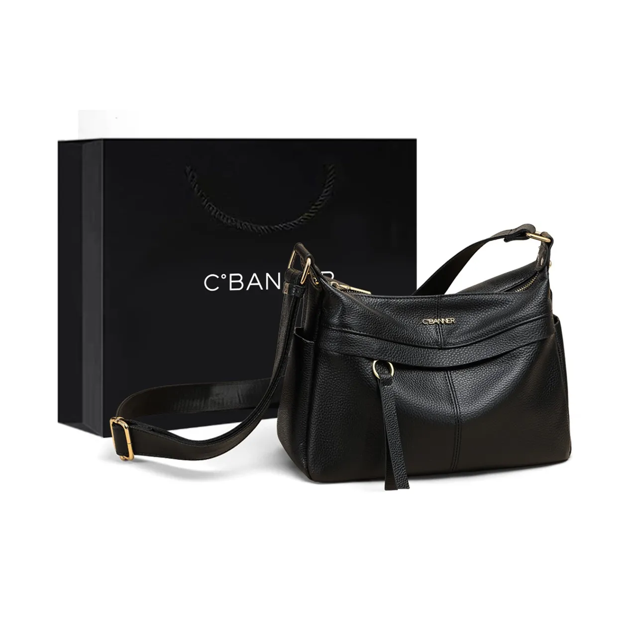 C°BANNER Коровья кожа с синтетической кожей сумка через плечо стандартная женская черная