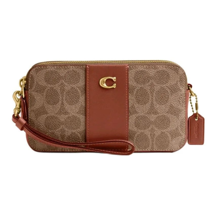 COACH Kira (Красный) Телячья кожа Клатч Сумка на плечо Маленькая Женская Коричневая