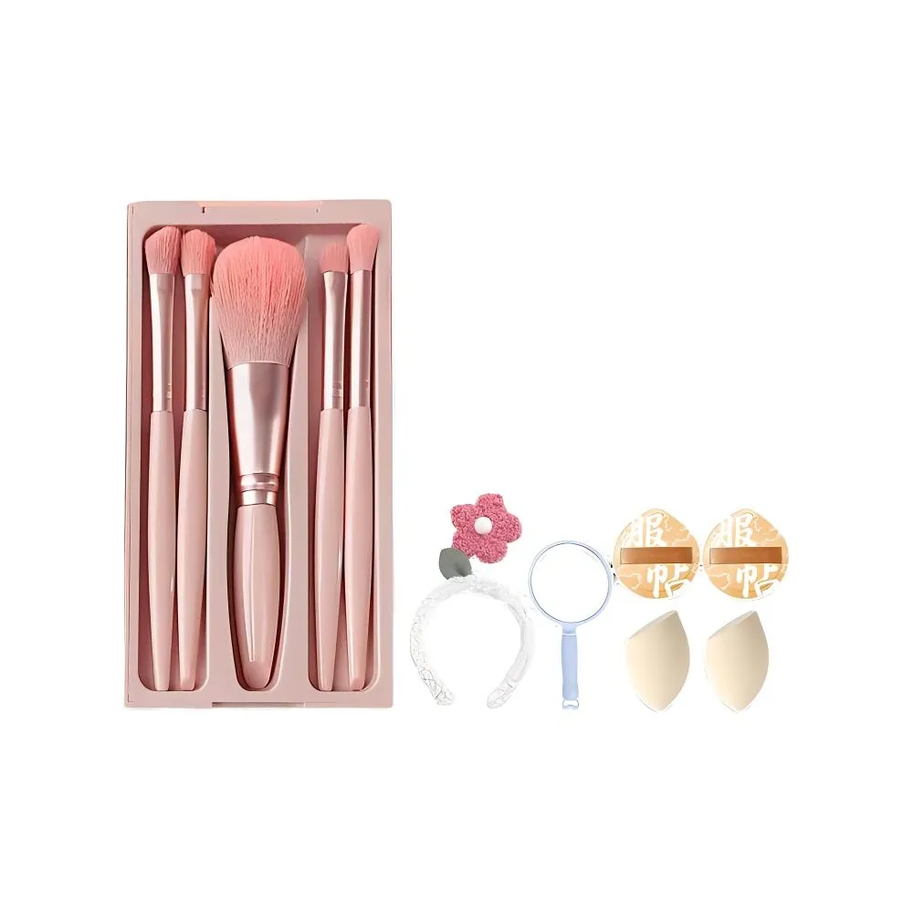 BOB Mini Mirror Makeup Brush Makeup Sponge Cotton Candy Powder Puff Makeup Tool Set Don't Eat Powder