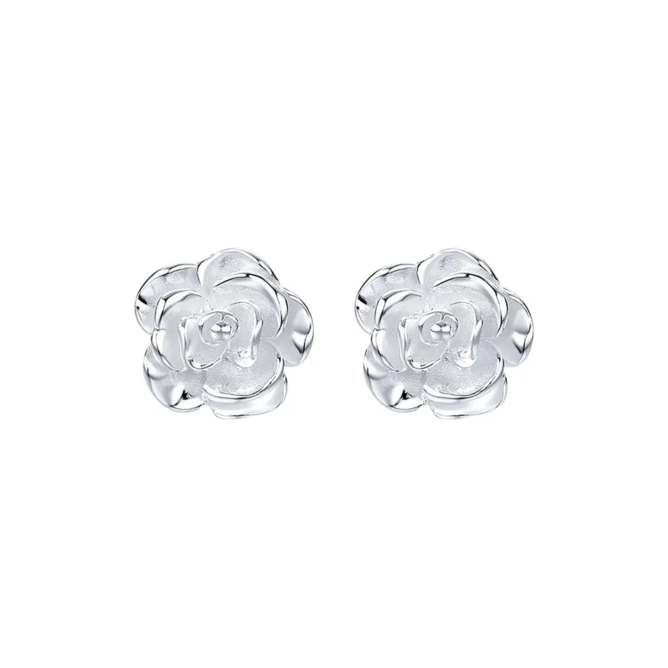 CHINA GOLD 999 Fine Silver Stud Earrings Women's