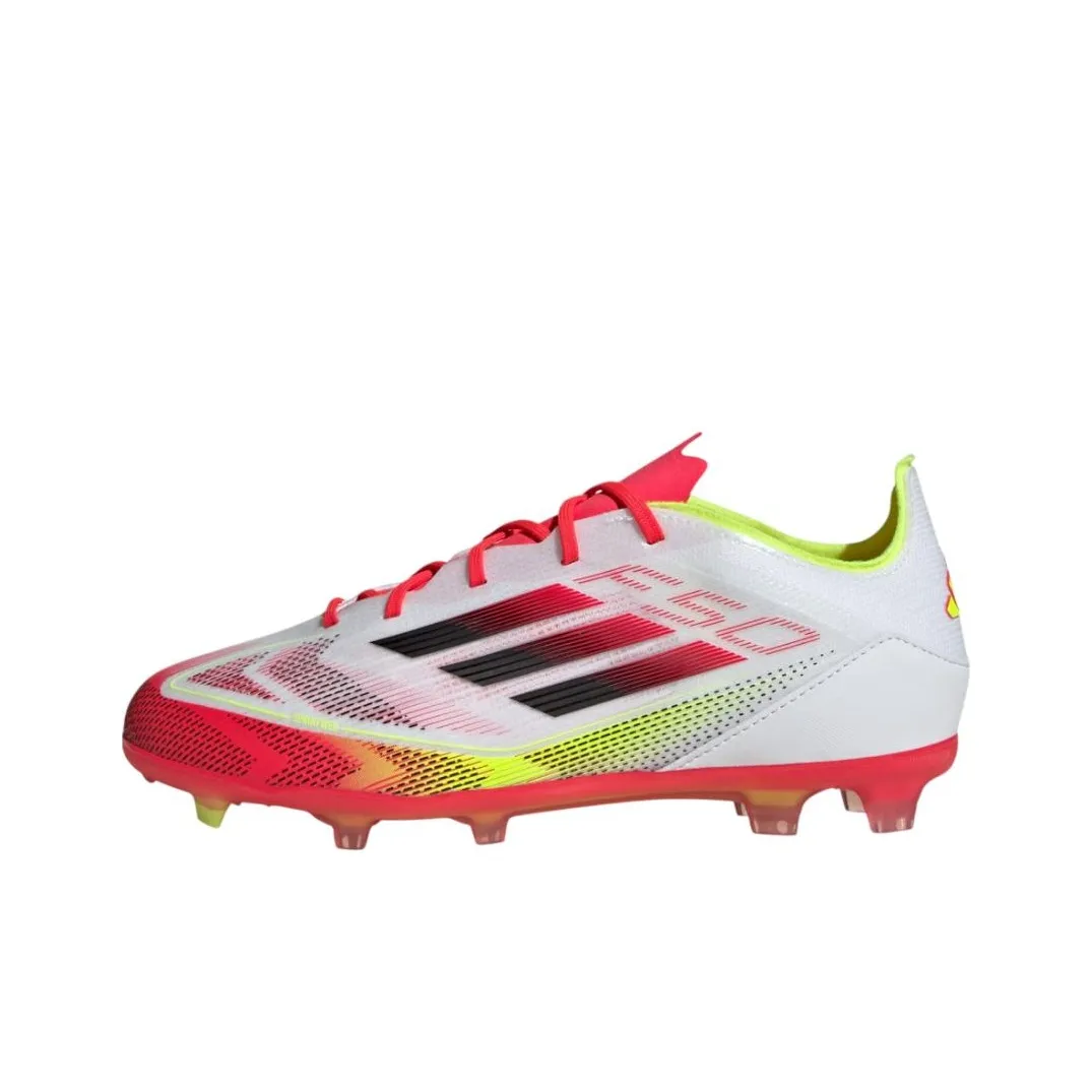 Adidas F50 ELITE Anti Slip Wear Resistant Low Top Kids' Soccer Shoes White/Red Teenagers