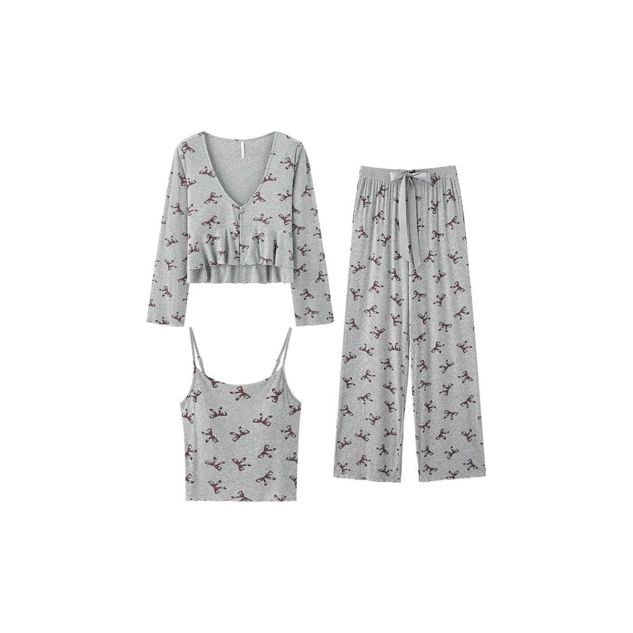 Lanza Pajama Комплект Женский Серый Бабочка