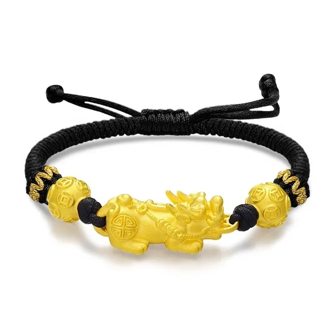 YASHENGZHUBAO Pi Xiu Swallowing Gold Auspicious Coin Beads 999 Solid Gold Priced In Gram Gold Bracelet Men's