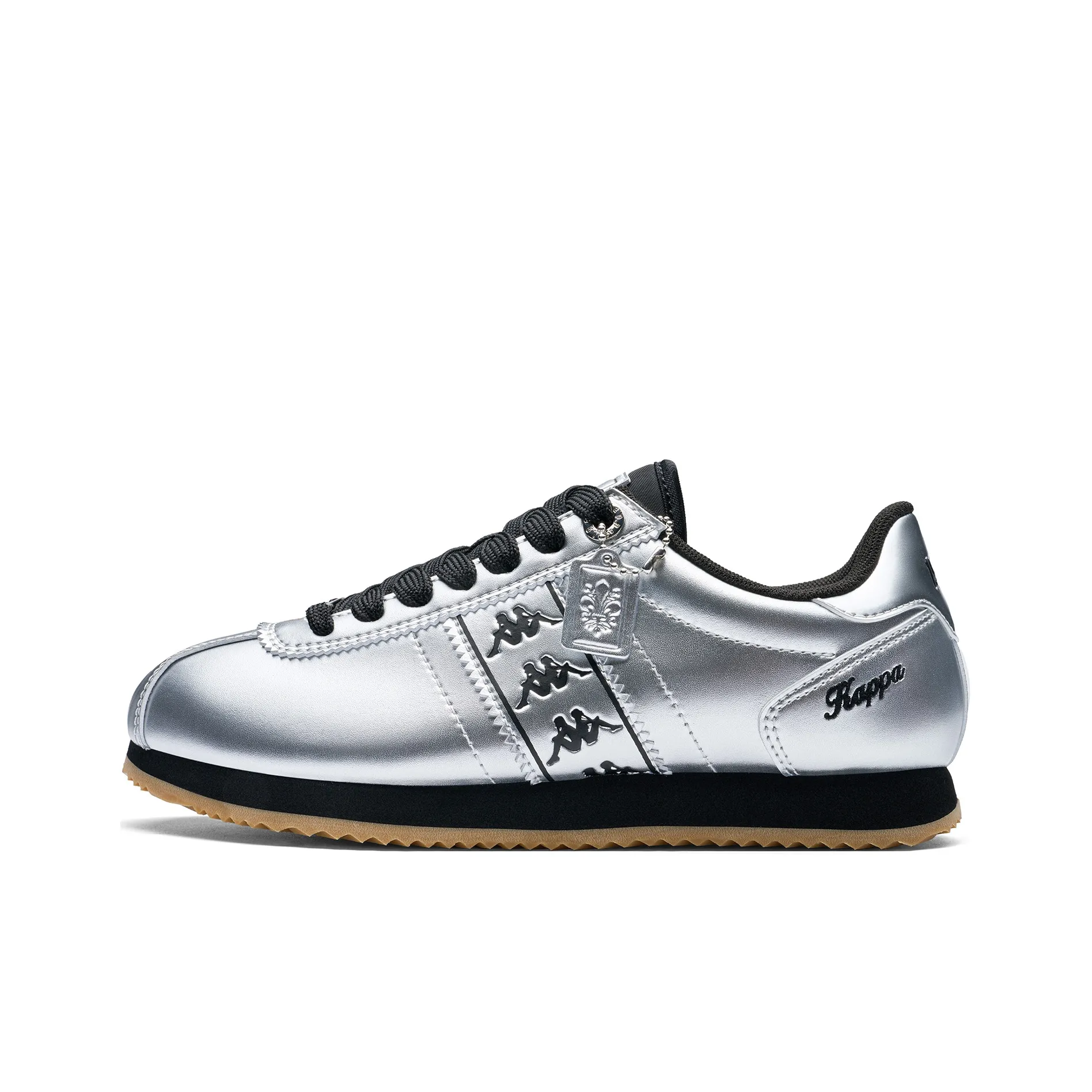 KAPPA Спина к Спине Противоскользящие Устойчивые к Износу Низкий Топ Скейтборд Кроссовки Женские Серебристый Черный