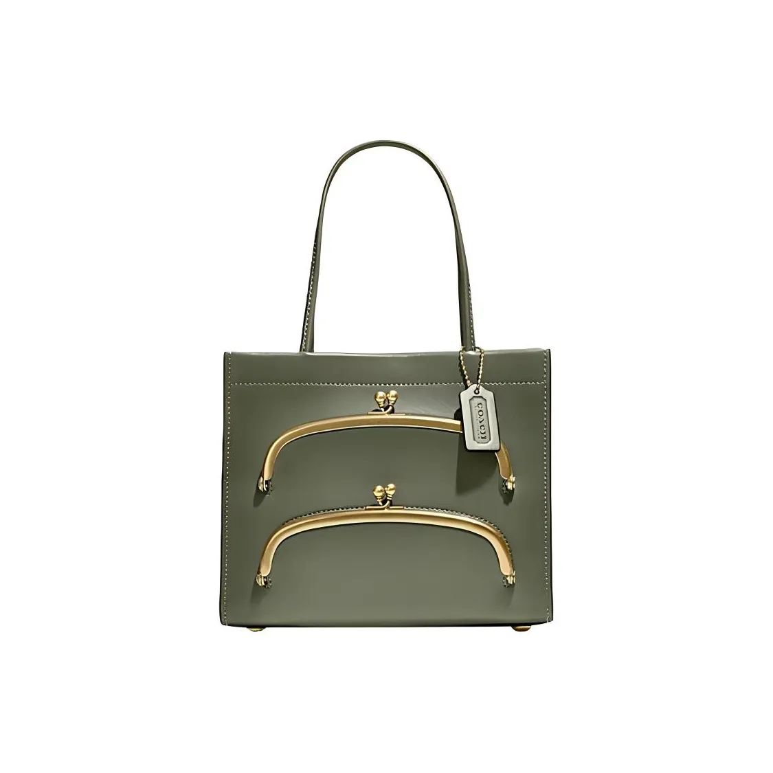 COACH Коровья кожа Тоут Сумка Сумка для покупок Сумка через плечо Сумка Маленькая Женская Оливково-зеленая