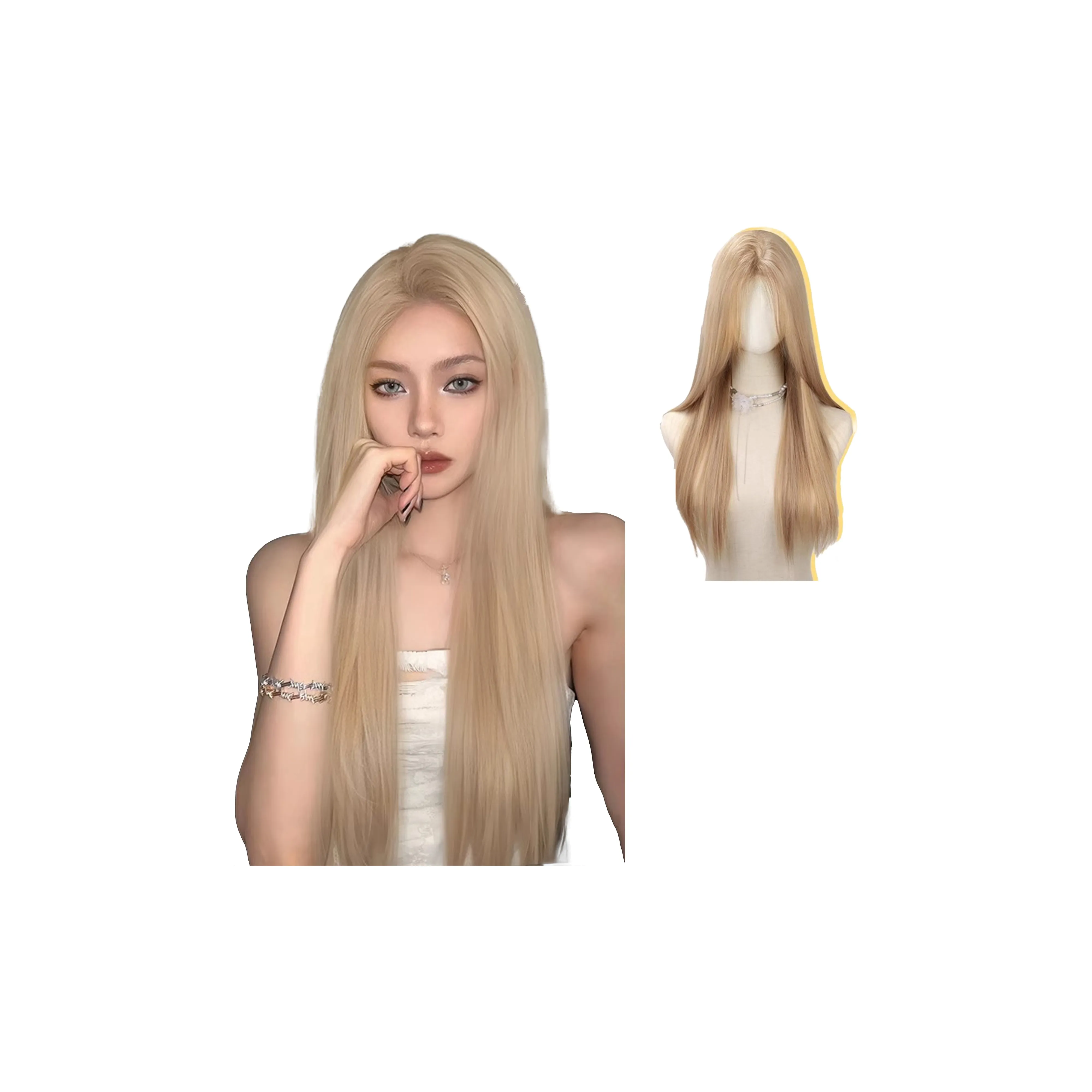 UMIFFA [Молочно-чайный Бежево-серый] Перука Длинные Прямые волосы В ГРЕЙ Золото Горячая девушка Симуляция