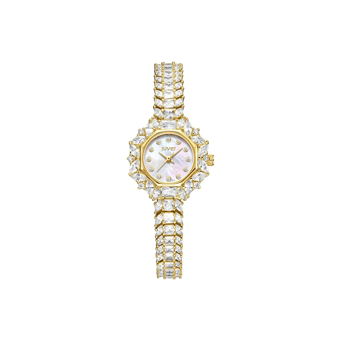 JUVET Sparkling Chance Encounter Collection Кварцевый механизм Женские часы Watch Мать жемчуга Циферблат часов