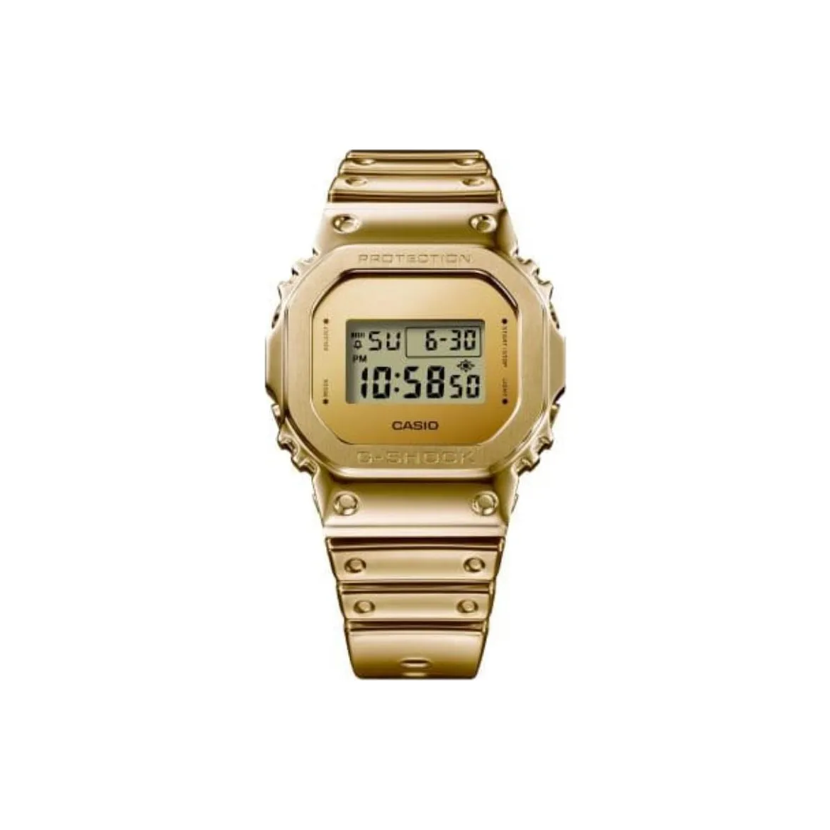 CASIO DIGITAL Series Кварцевый механизм Силиконовый ремешок Часы Унисекс Золотой циферблат