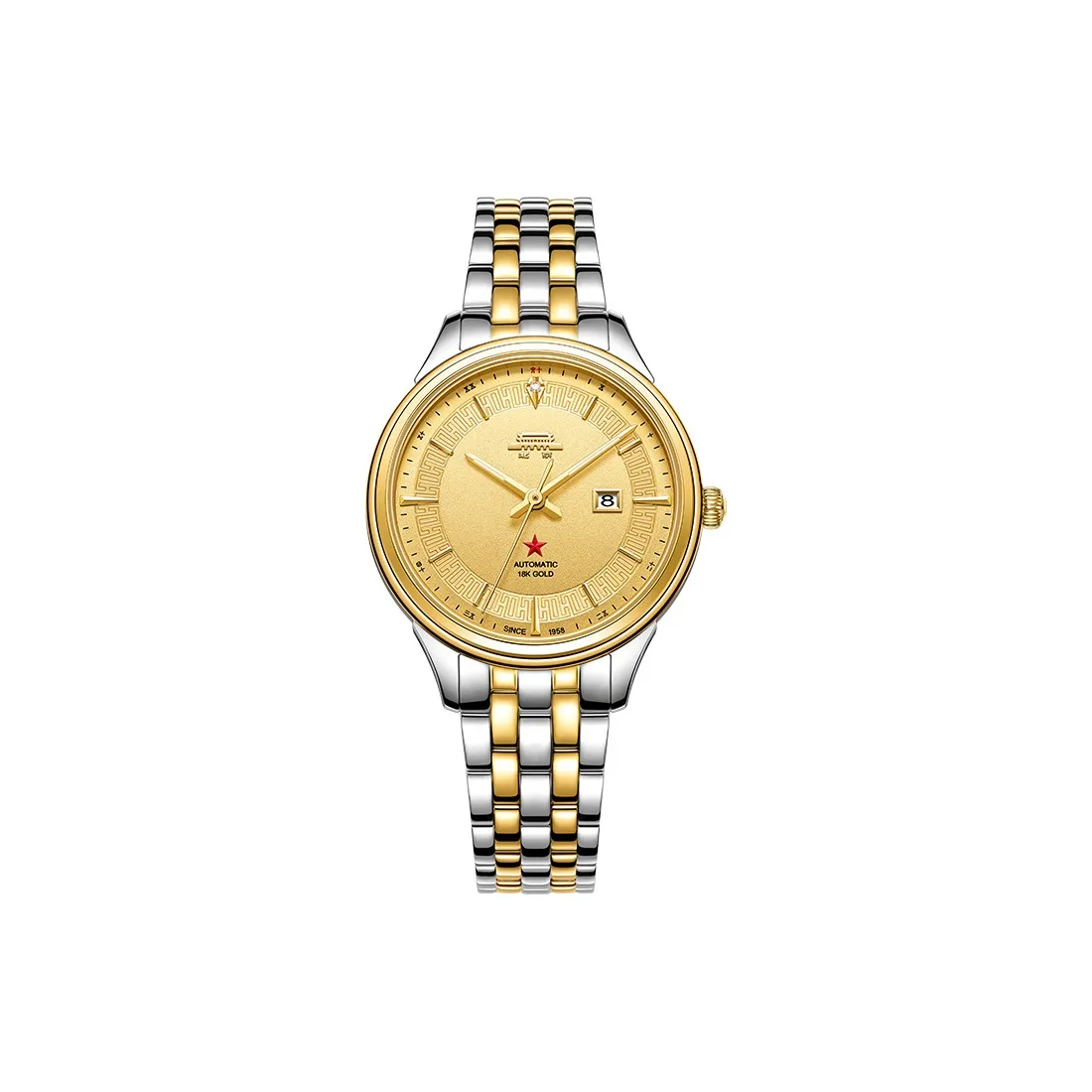 Beijing 65th Anniversary Часы Автоматический Механический Механизм Ремешок из Нержавеющей Стали Часы Мужские Часы Золотой Циферблат