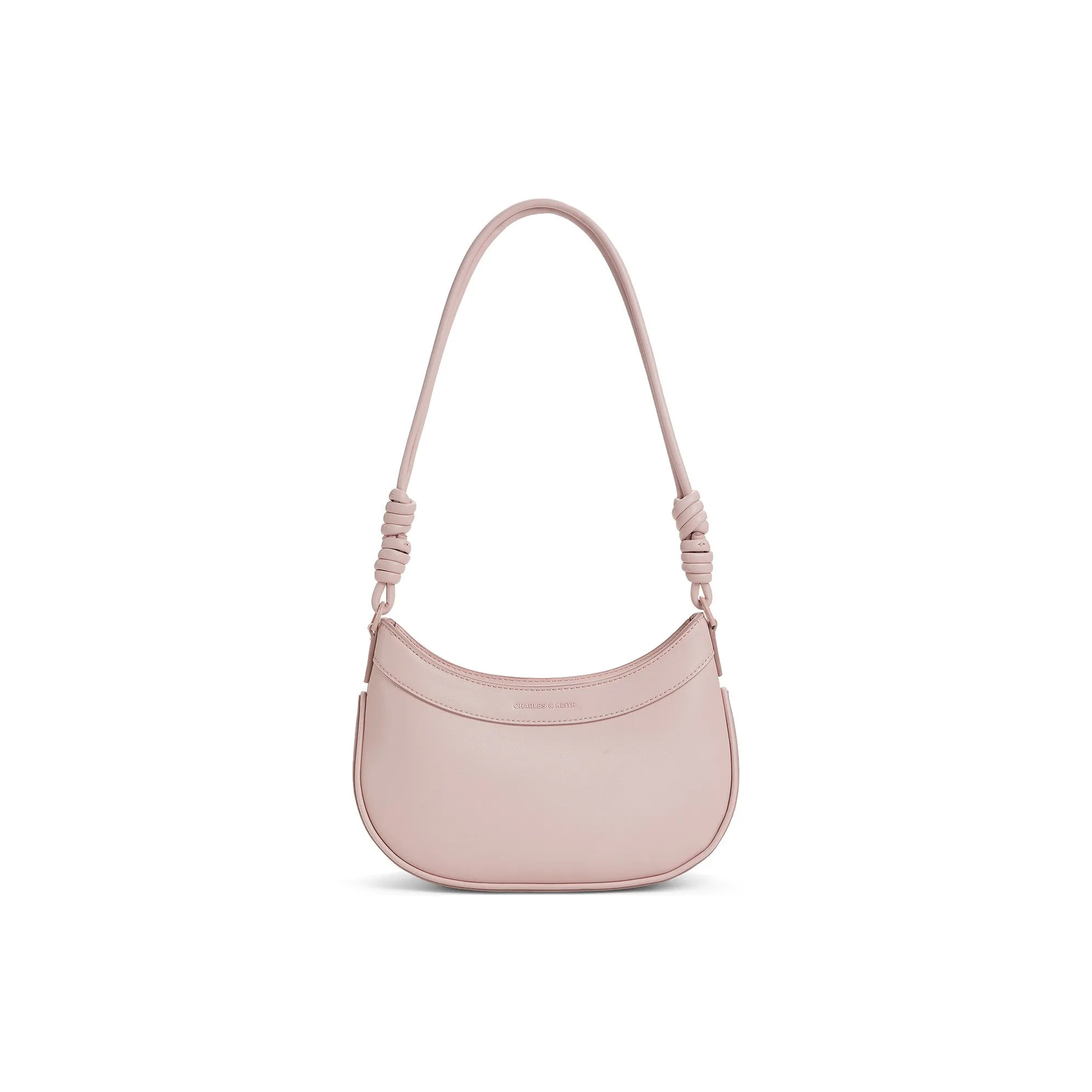 CHARLES&KEITH PU One Shoulder Bag, Crossbody Bag, Saddle Bag Trumpets Women's Cream Milk White/Light Pink Light Pink