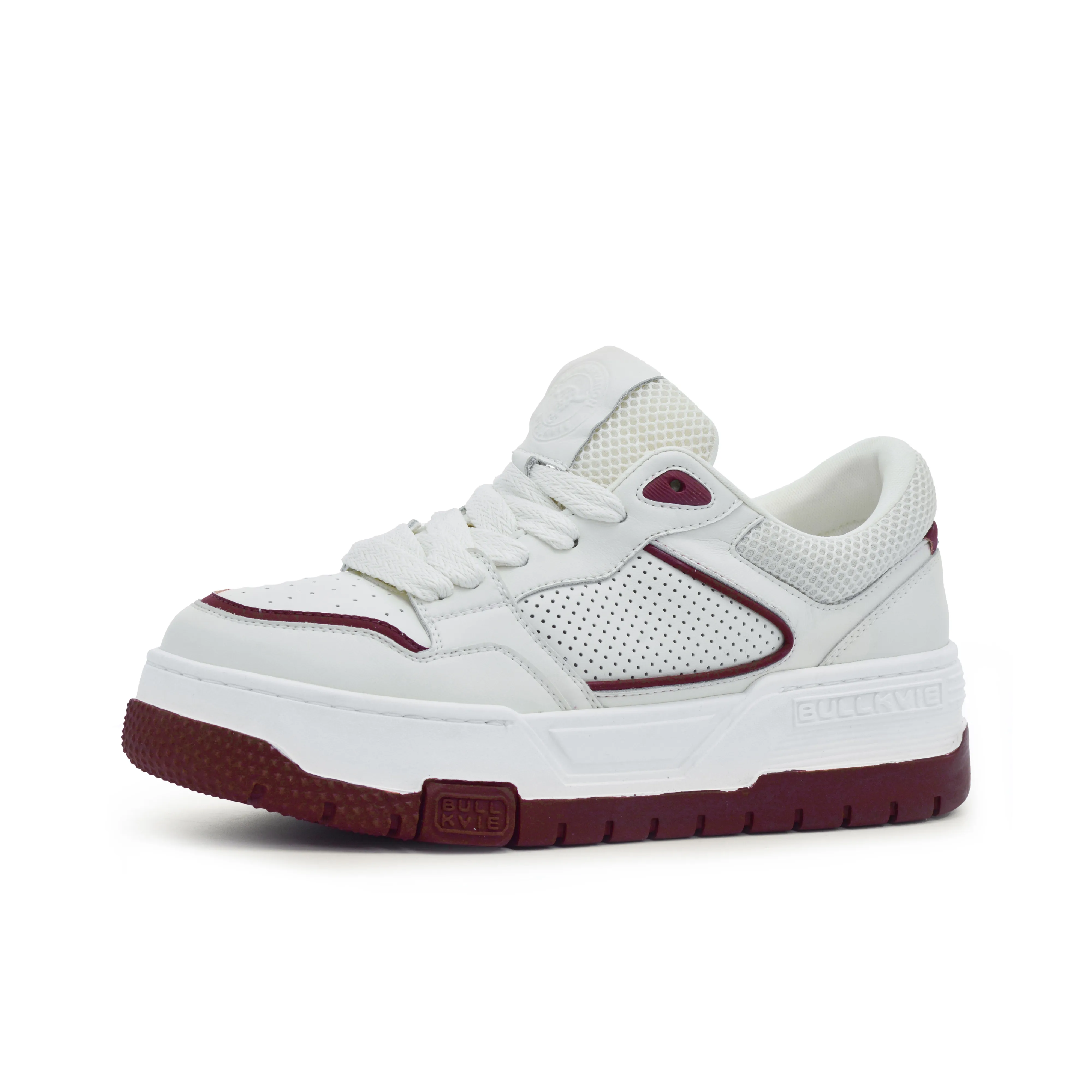BULLKVIE Anti Slip Wear Resistant Lightweight Breathable Height Increasing Low Top Skateboard Shoes Men's White Red