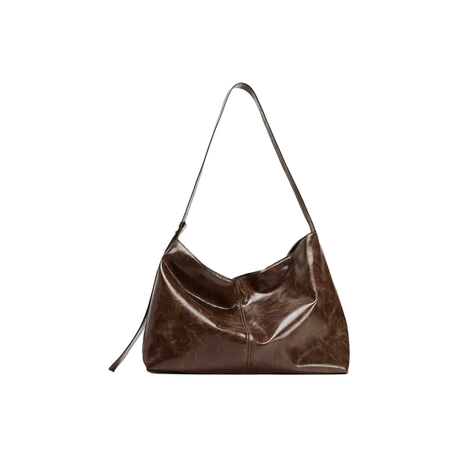 ZARA ПУ (полиуретан) Сумка через плечо Большая Женская Темно-коричневый Желтый