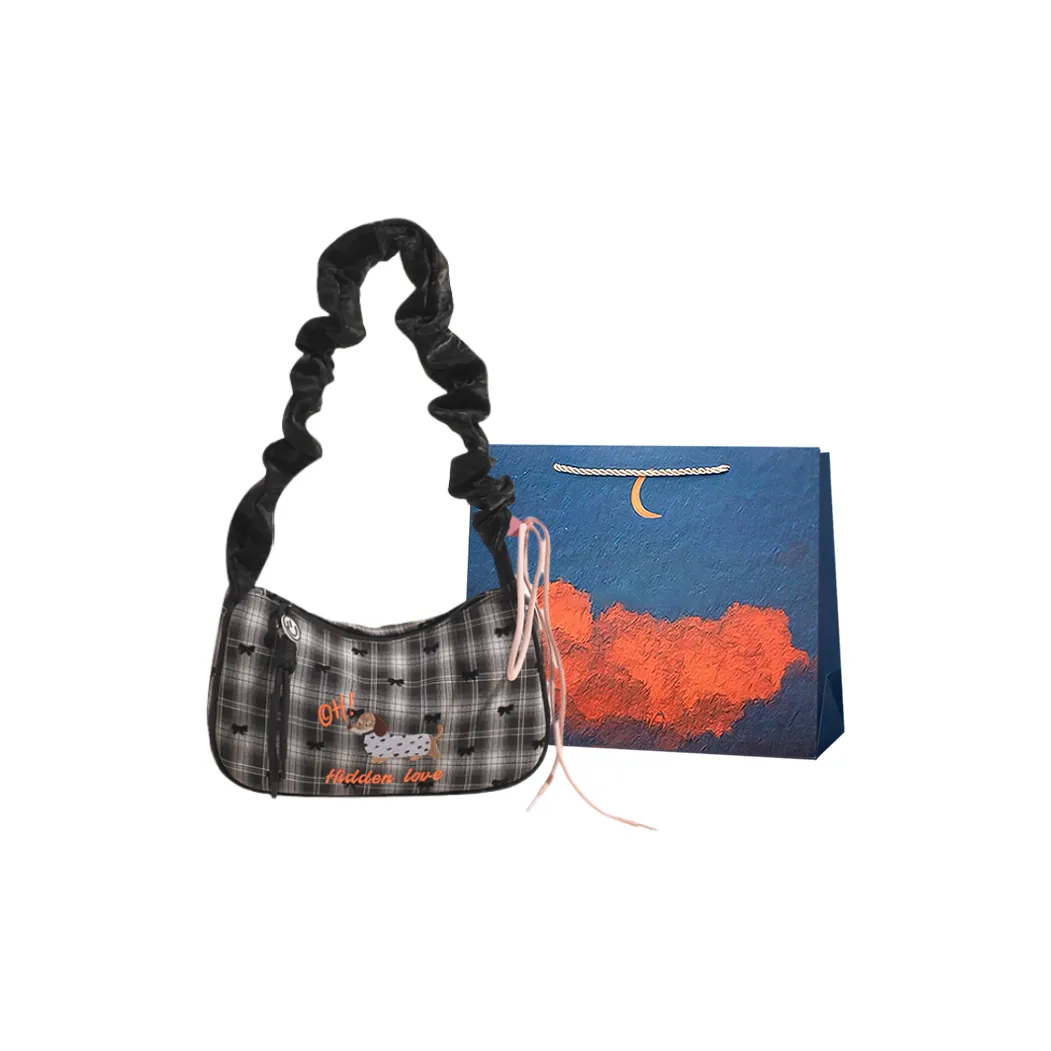 Elsvet Нейлон Одно Плечо Подмышка Сумка через плечо Женская Черная Розовая Небесно-Голубая